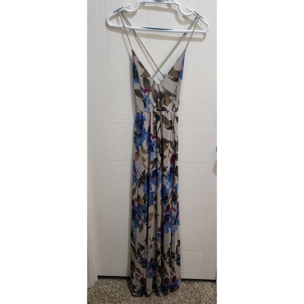 Blue Blush Women's Sleeveless Strappy Semi-Sheer Dress Over Bodysuit‎ Low Back S